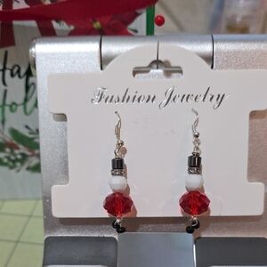 Elegant Red and White Earrings
